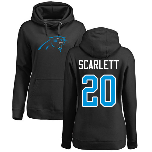 Carolina Panthers Black Women Jordan Scarlett Name and Number Logo NFL Football #20 Pullover Hoodie Sweatshirts->women nfl jersey->Women Jersey
